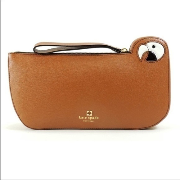 Kate Spade New York Macaw Parrot Cay Bird Leather Clutch NWOT